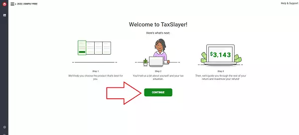 How To Use Taxslayer To File Tax Return - click on continue 